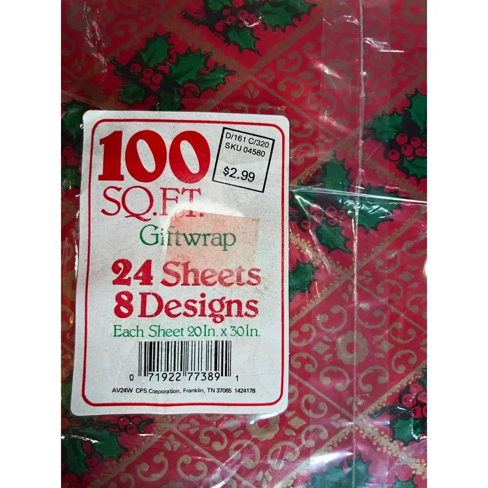 Country Geese teddy bears Vintage 80s Holiday Christmas gift wrapping paper